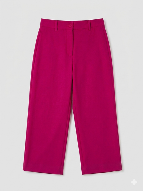 MYD Basic Women's Fuchsia High-Waisted Cropped Wide-Leg Trousers|MYD Basic In Lebanon