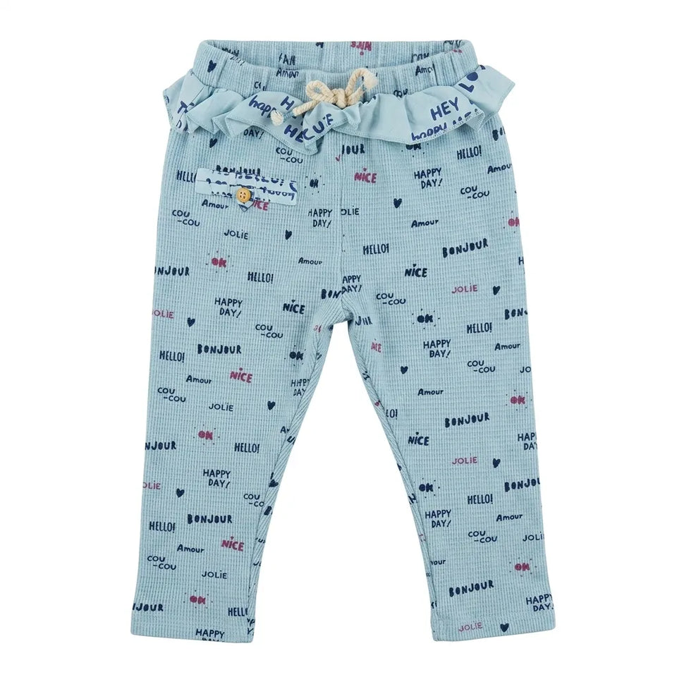 Zara Baby Girl's Light Blue Patterned Ruffled Waistband Pant|Zara In Lebanon