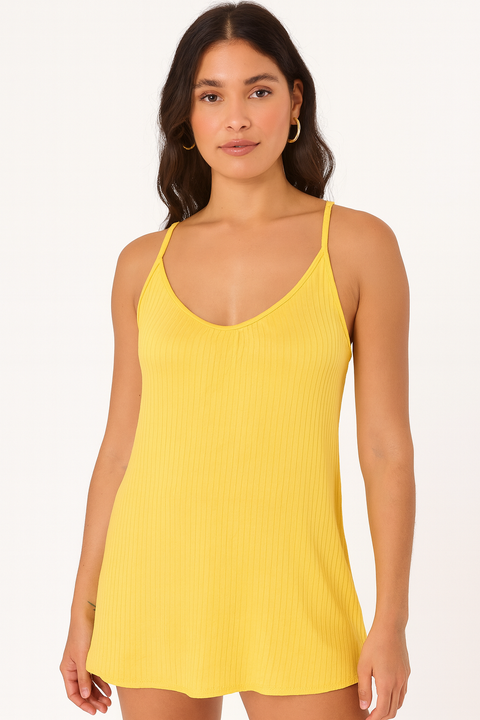 Forever 21 Women's Yellow Sleeveless Knit Dress | Forever 21 In Lebanon