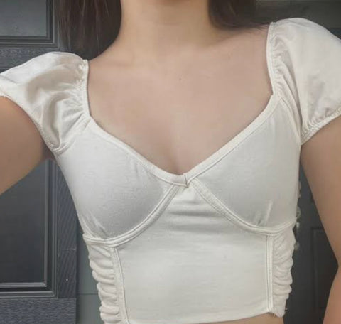 Forever 21 Women's Beige Short Sleeve Crop Top | Forever 21 In Lebanon