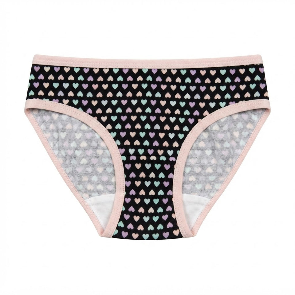 Maidenform Girl's Black Multi Heart Printed Brief
