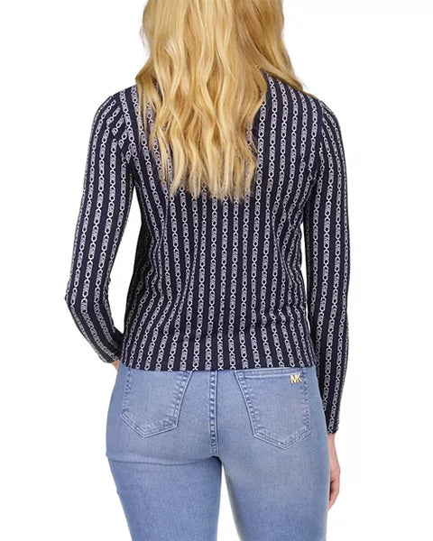 Michael Kors Women's Navy Blue Long-Sleeve Blouse | Michael Kors In Lebanon