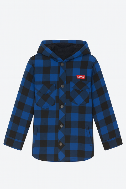 Levi's Boy's Blue Hooded Sherpa Lined Flannel Jacket |Levi's In Lebanon
