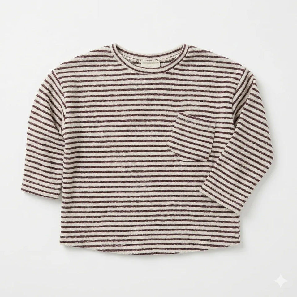 Zara Baby Girl's Off White & Plum Striped Printed Long Sleeve Blouse|Zara in Lebanon