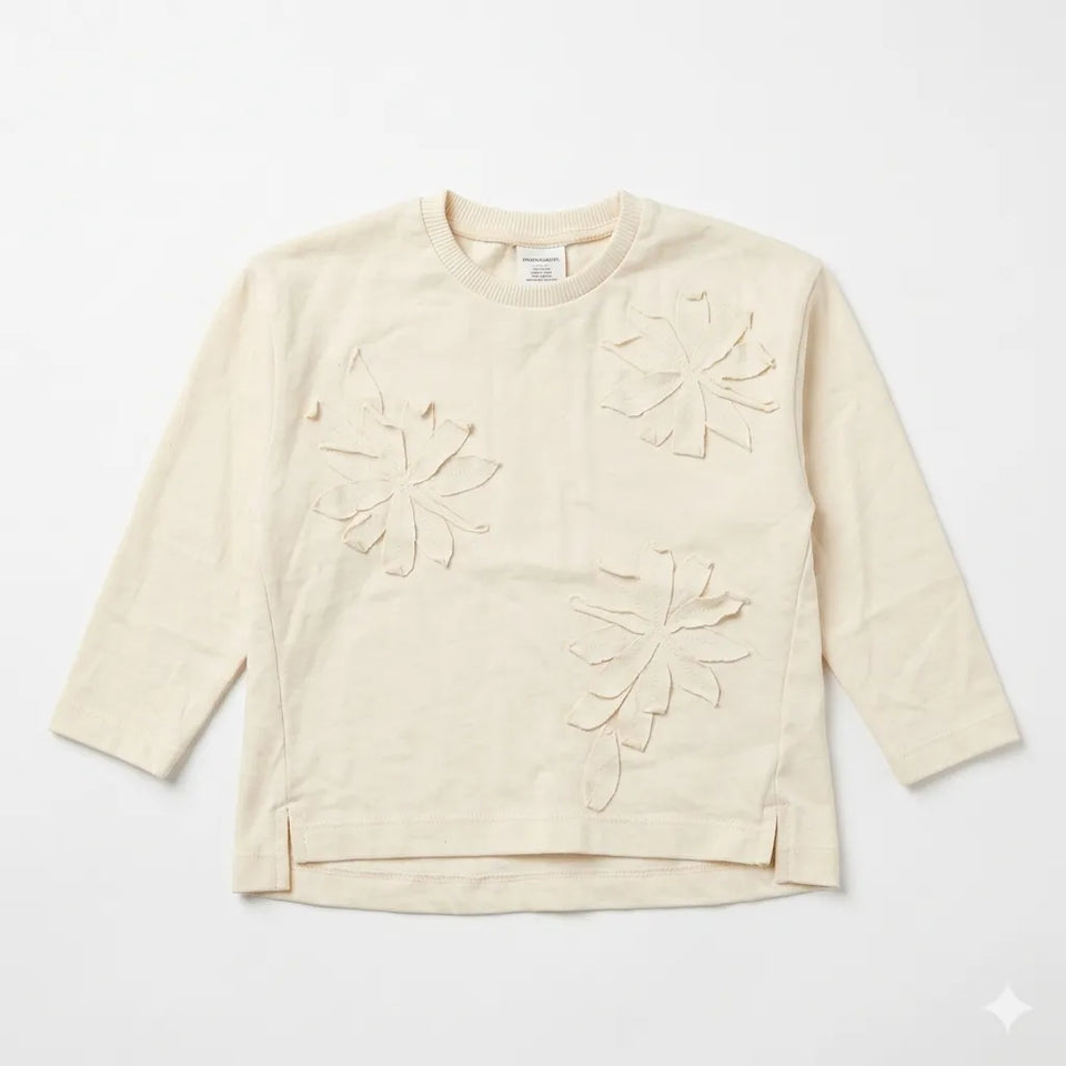 Zara Girl's Cream Floral Applique Details Long Sleeve Crewneck Blouse|Zara in Lebanon