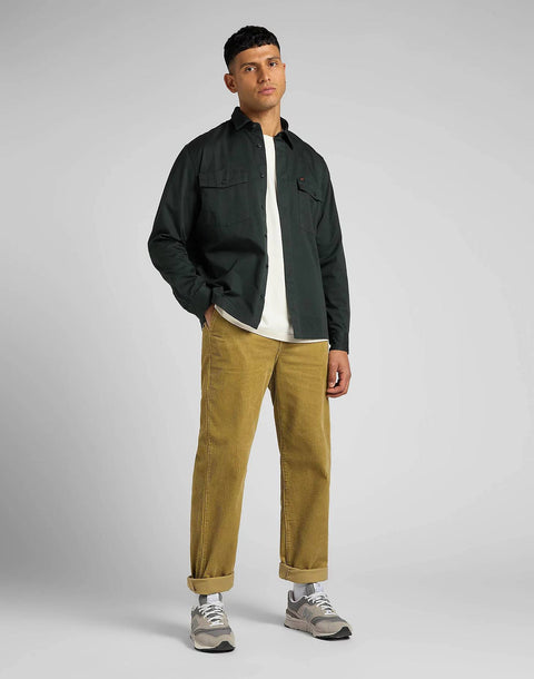 Leesures By Lee Men's Dark Olive Green LS Chetopa Shirt | Lee in Lebanon