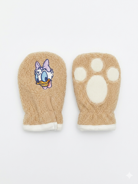 Disney Baby Girl's Beige Tan Sherpa Winter Gloves|Disney In Lebanon
