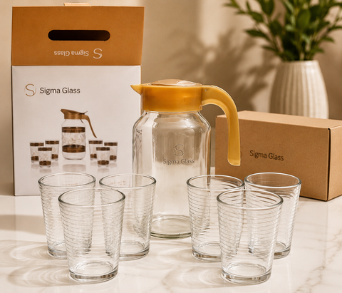 Sigma Glass Set Of 6 Cups +1 Elegant Pitcher | Sigma Glass In Lebanon
