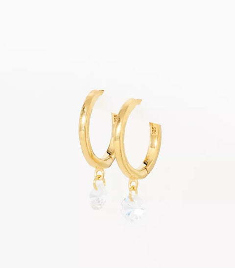 Girl's Crew Women's Gold 14K White Sapphire Hoops Earrings | Girl's Crew In Lebanon