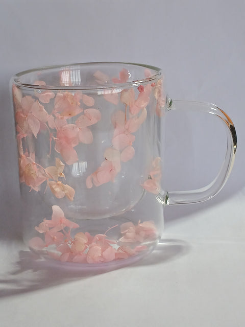 Hinox Transparent Coffee Pink Flower Glass Mug A-2 | Hinox In Lebanon