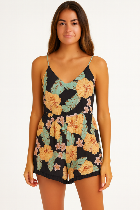 Forever 21 Women's Black Floral Print Sleeveless Romper | Forever 21 In Lebanon
