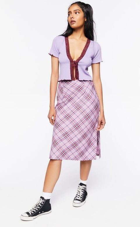 Forever 21 Women's Purple Checkered Skirt | Forever 21 In Lebanon