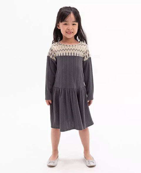 Rare Editions Toddler Girl's Gray Drop Waist Rib Knit Dress | Rare Editions In Lebanon