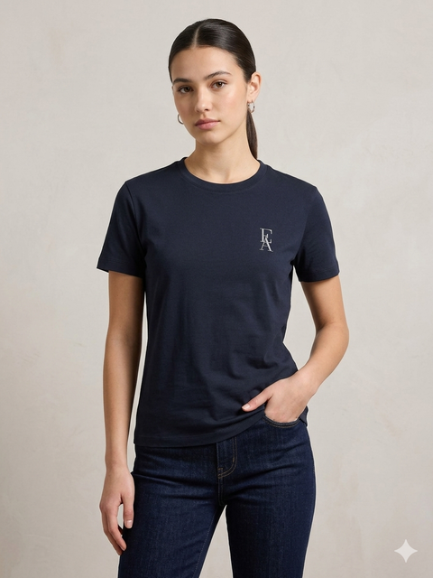 Emporio Armani Women's Navy Logo Print T-Shirt | Emporio Armani In Lebanon