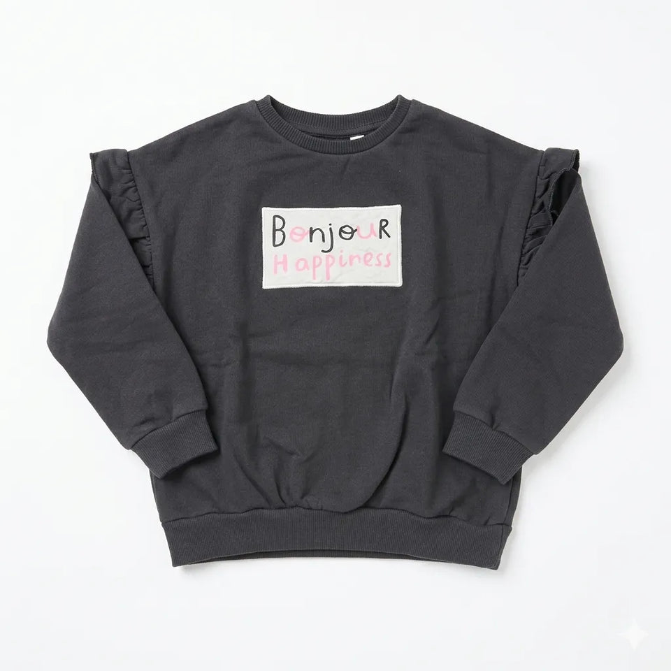 Zara Baby Girl's Charcoal Printed Crew Neck Long Sleeve Sweatshirt|Zara in Lebanon