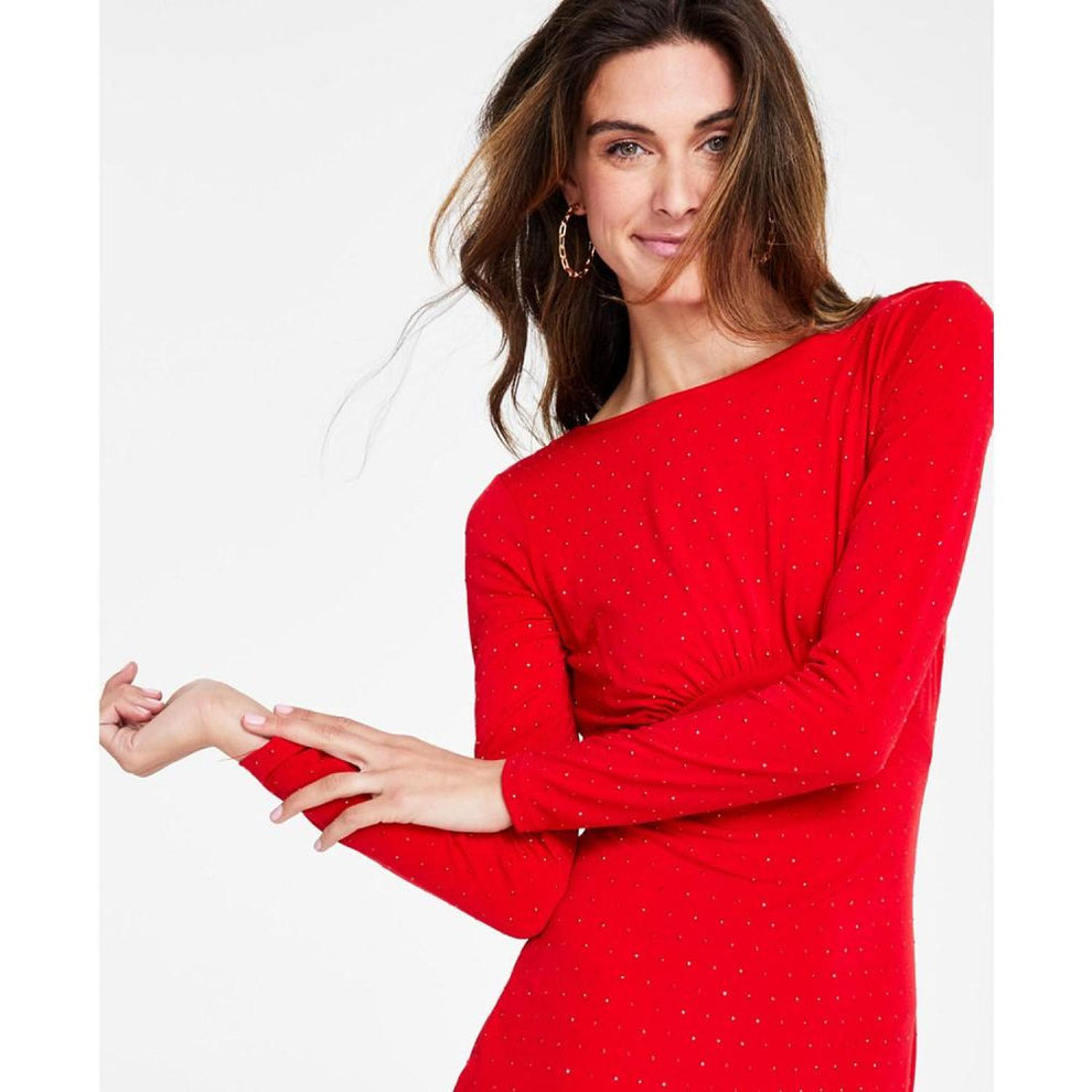 Michael Kors Women's Red Studded Long-Sleeve Bodycon Dress | Michael Kors In Lebanon
