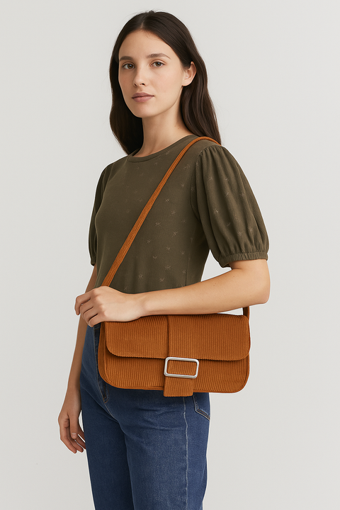 Forever 21 Women's Brown Corduroy Shoulder Bag | Forever 21 in Lebanon