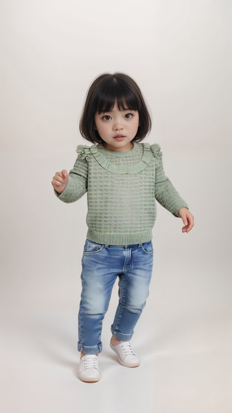 POMPdeLUX Baby Girl's Mint Organic Knit Sweatshirt |POMPdeLUX  in Lebanon