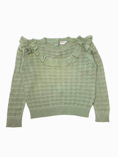 POMPdeLUX Baby Girl's Mint Organic Knit Sweatshirt |POMPdeLUX  in Lebanon