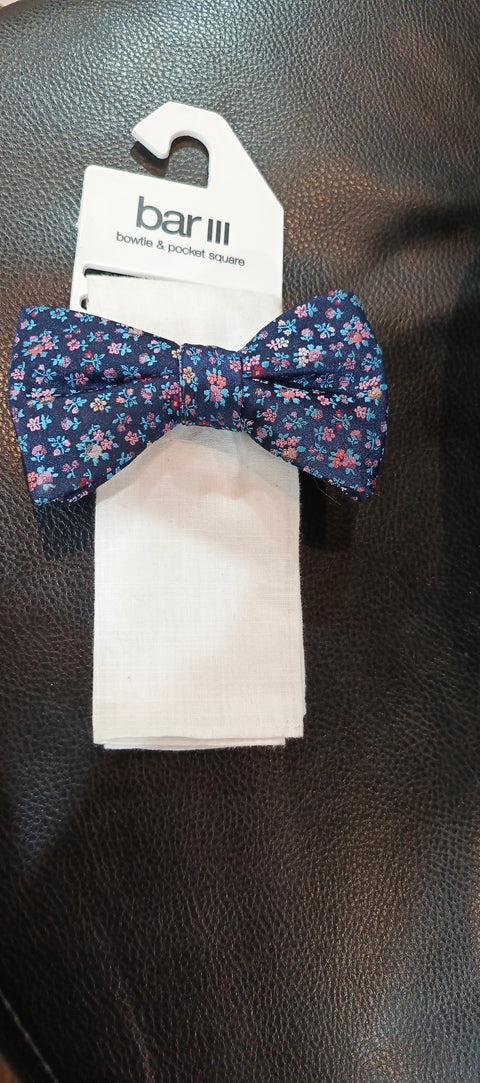 Bar III Men's Navy Blue Belt & Tie Set ABL233