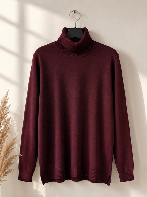 Tavin Women's Burgundy Knitted Long Sleeve Blouse | Tavin In Lebanon