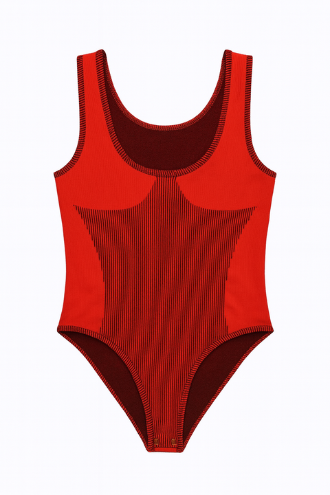 Forever 21 Women's Red & Black Sleeveless Bodysuit | Forever 21 In Lebanon