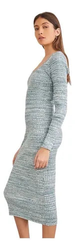 Forever 21 Women's Green & White Ripped Round Neck Long Sleeve Midi Dress |Forever 21 In Lebanon