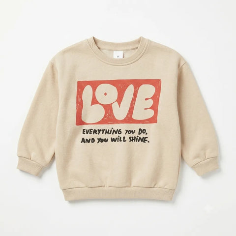 Zara Girl's Beige Love Graphic Long Sleeve Sweatshirt|Zara In Lebanon