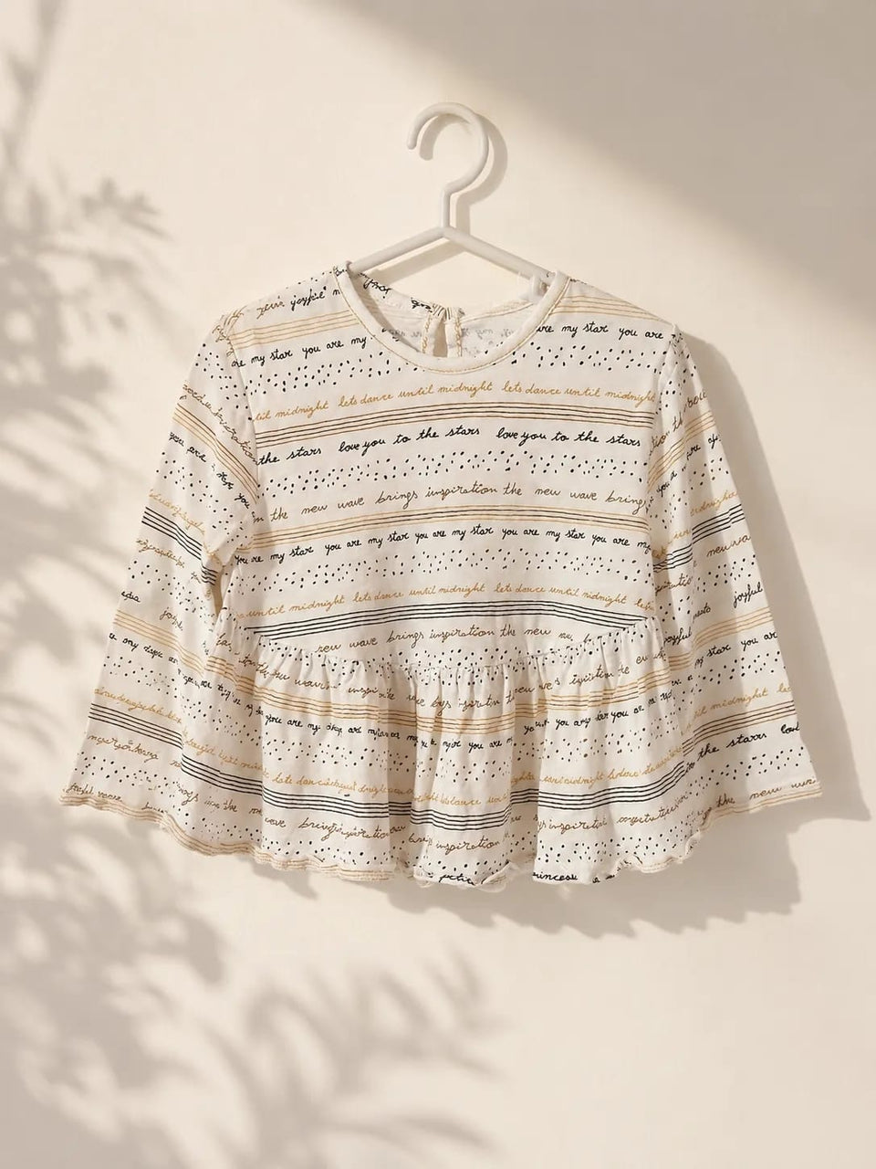Zara Baby Girl's Off White Whimsical Script Print Peplum Top|Zara In Lebanon
