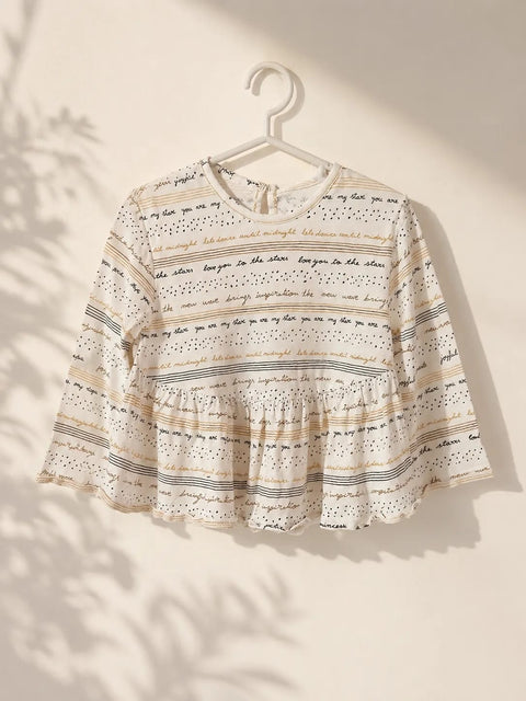Zara Baby Girl's Off White Whimsical Script Print Peplum Top|Zara In Lebanon