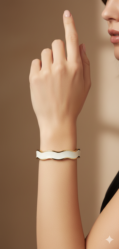 On 34th Women's Gold & White Bangle Bracelet | On 34th In Lebanon
