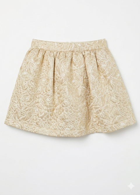 La Martina Girl's Metallic Gold Floral Brocade Skirt|La Martina In Lebanon