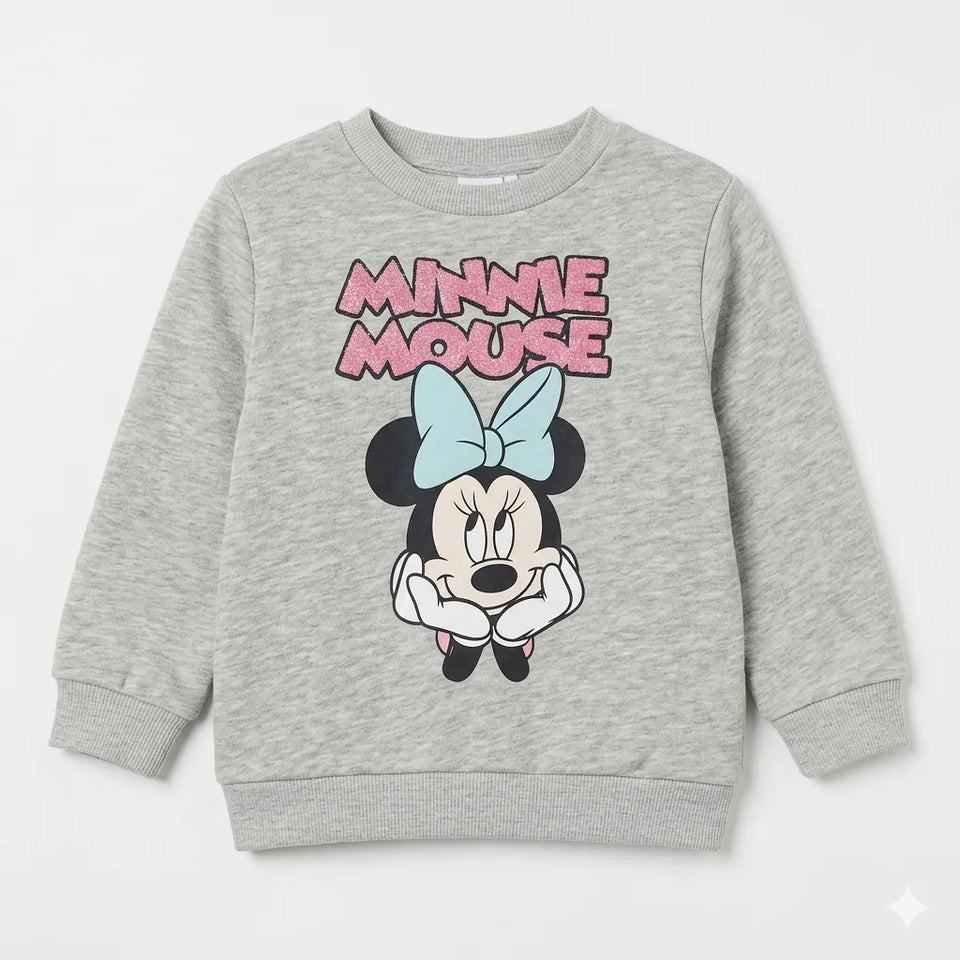 Zara Girl's Light Gray Minnie Mouse Graphic Crew Neck Sweatshirt|Zara in Lebanon