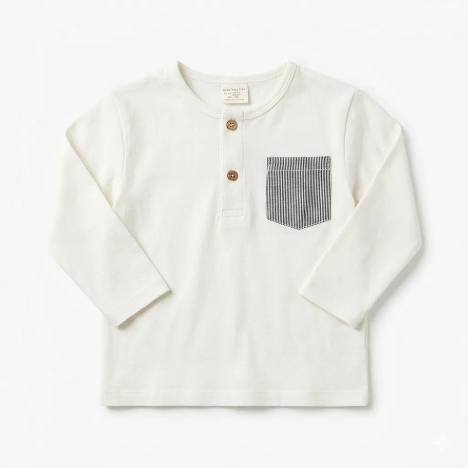 Zara Baby Boy's White Button Front Chest Pocket Long Sleeve Blouse|Zara in Lebanon
