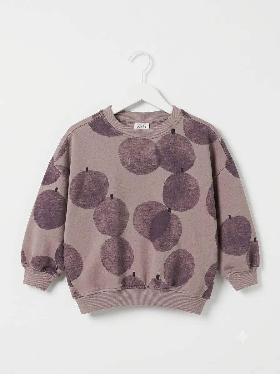 Zara Girl's Washed Purple All Over Printed Sweatshirt | Zara In Lebanon