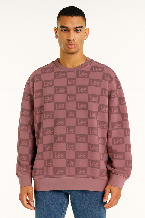 Lee Men's Light Purple Checkerboard Logo Sweatshirt |Lee In Lebanon