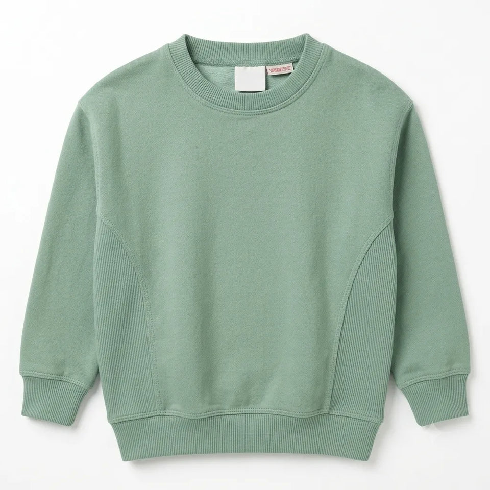 Zara Girl's Mint Green Long Sleeve Pullover Ribbed Sweatshirt |Zara In Lebanon