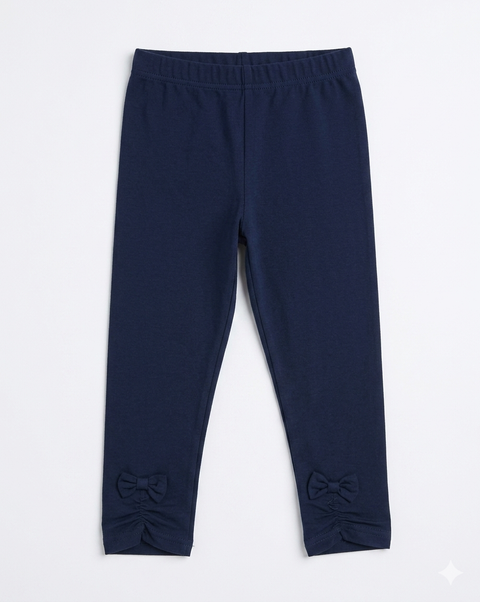 Ativo Baby Girl's Navy Blue Cropped Leggings with Bow Detail|Ativo In Lebanon