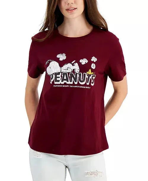 Love Tribe Women's Burgundy Snoopy Logo T-Shirt | Love Tribe In Lebanon