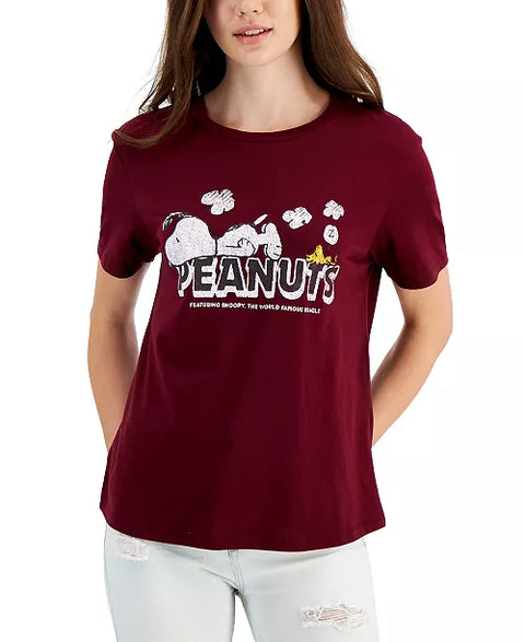 Love Tribe Women's Burgundy Snoopy Logo T-Shirt | Love Tribe In Lebanon