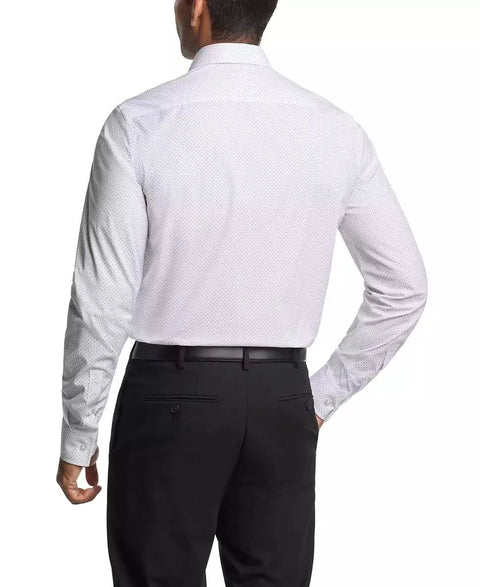 Calvin Klein Men's White Checkered Refined Cotton Slim Fit Wrinkle Free Stretch Shirt | Calvin Klein In Lebanon