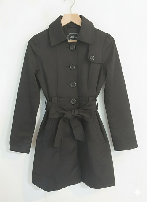 Vabbi Women's Black Buttoned Trench Coat | Vabbi In Lebanon