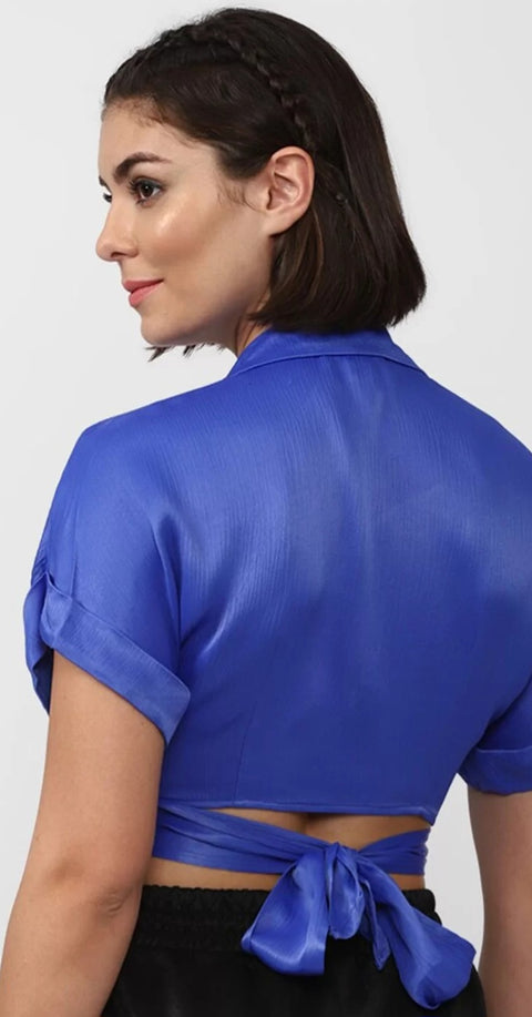 Forever 21 Women's Dark Blue Short Sleeve Crop Top | Forever 21 In Lebanon
