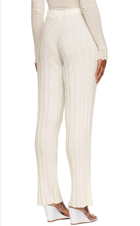 Forever 21 Women's Off White Ribbed High Rise Skinny Pant | Forever 21 In Lebanon