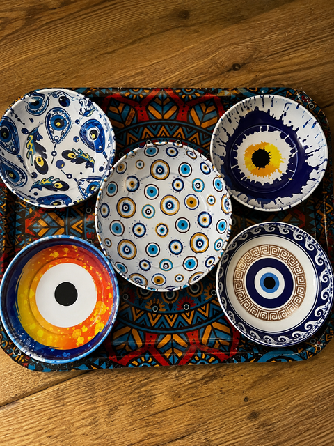 SD Multicolor Set of 6pcs Metal Snack Bowls With Tray | SD In Lebanon