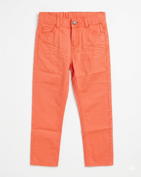 Top Top Girl's Coral Orange Slim Straight Pants|Top Top In Lebanon