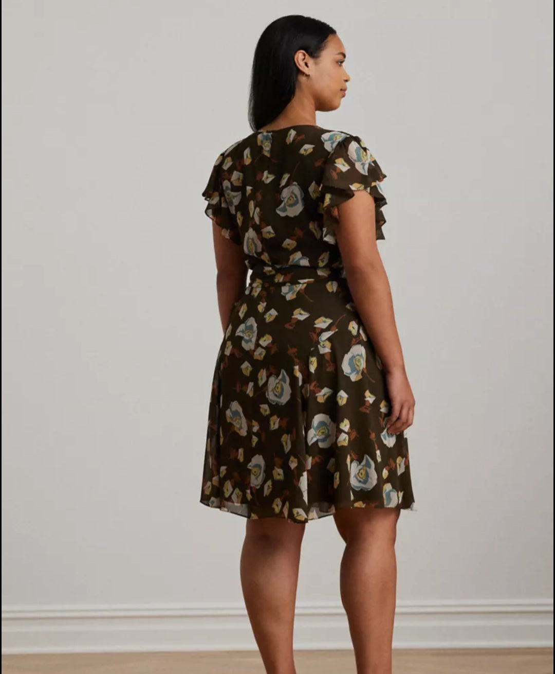 Lauren Ralph Lauren Women's Brown Floral Plus Size Wrap Dress | Lauren Ralph Lauren In Lebanon