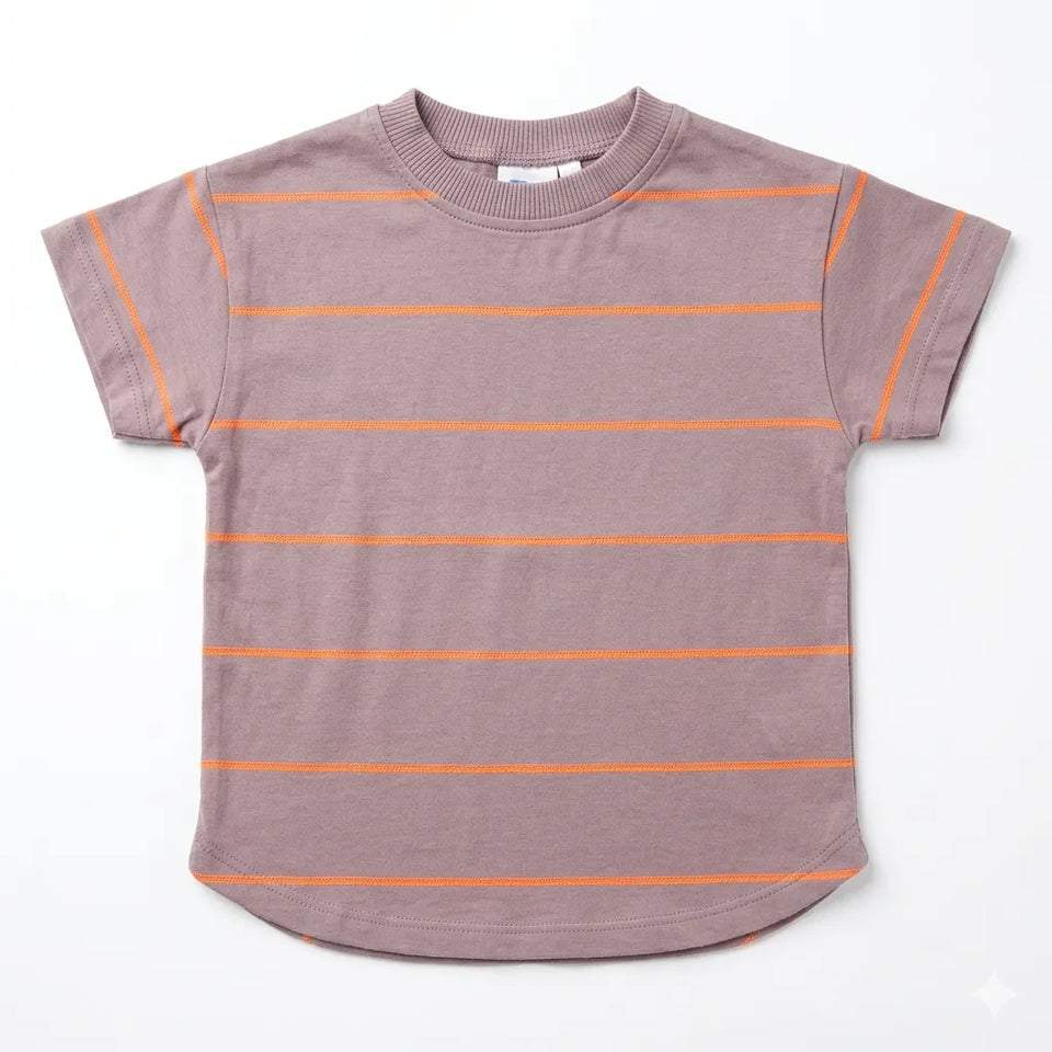 Zara Baby Boy's Light Purple & Orange Striped Crew Neck T-Shirt|Zara in Lebanon