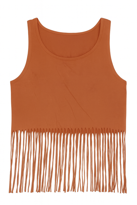Forever 21 Women's Peach Sleeveless Tassels Blouse |Forever 21 In Lebanon