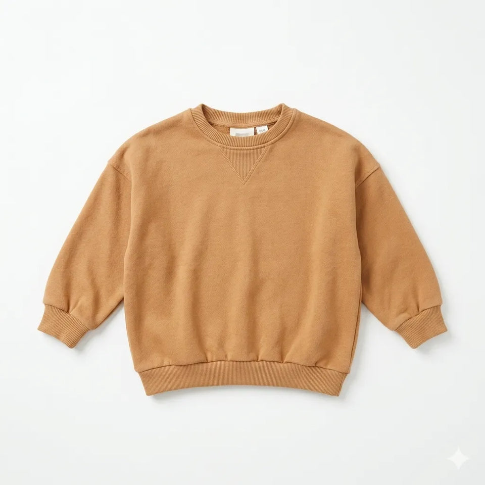 Zara Girl's Camel Classic Crew Neck Pullover Sweatshirt|Zara in Lebanon